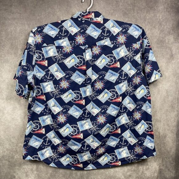 Chaps Ralph Lauren Button Down Shirt Mens 3XBIG Blue Postage Sail Boat Nautical - Picture 3 of 9